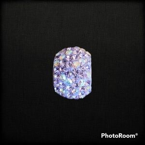Jcm Stainless Steel Pink Paved Rhinestone Bead Slider Charm